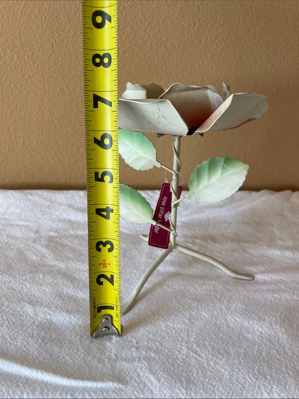 Vintage Target Pink Rose Metal Candle Holder NWT